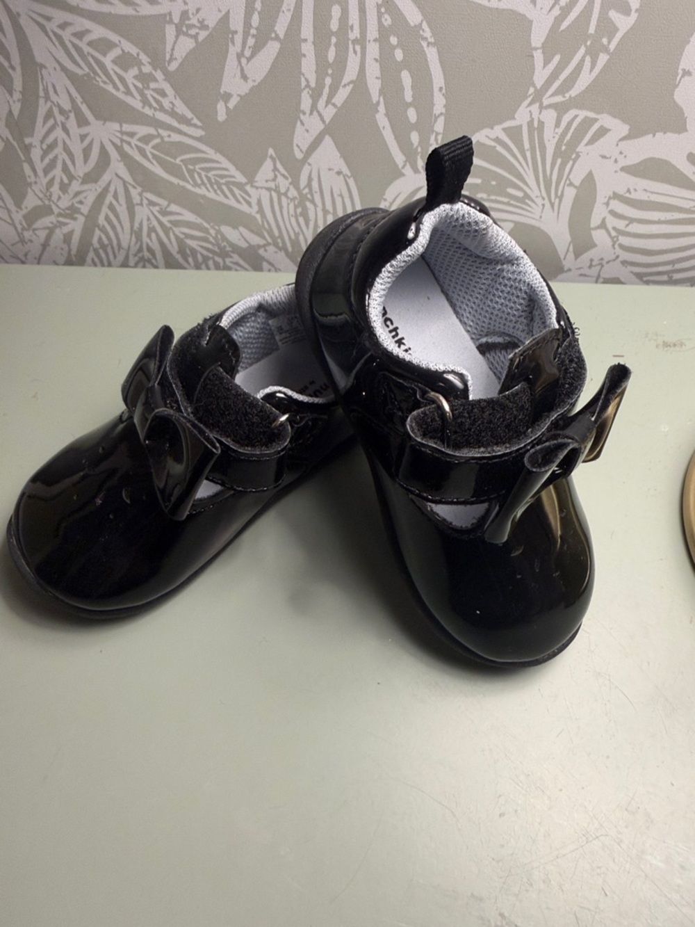 Munchkin Black Patent Mary Jane Shoes with Bow Accent